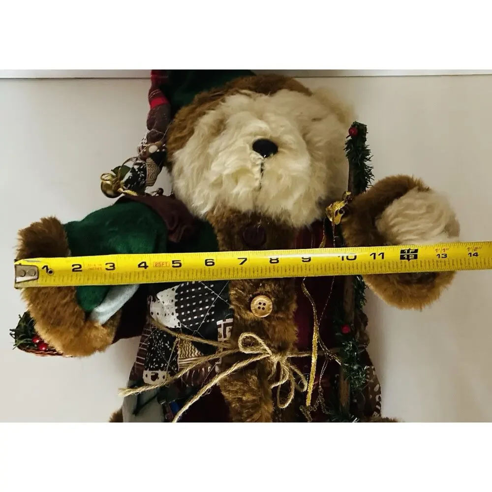 Vintage World Bazaar Christmas Santa Clause Gift Bag, Basket Trinkets Plush Bear